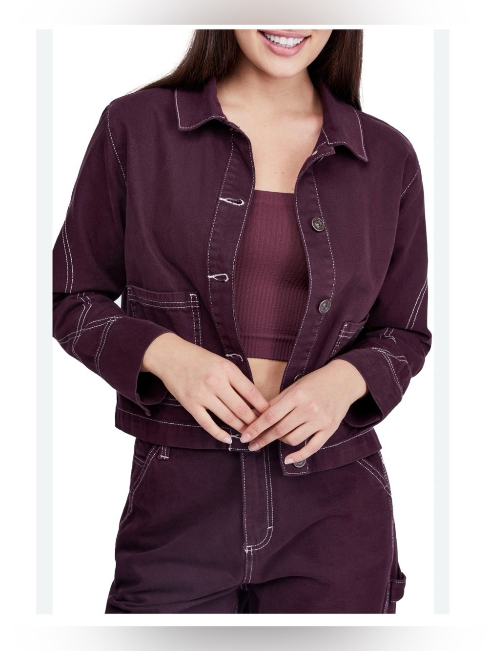 BDG Urban Outfitters Damson Utility Jacket Plum Purple Size Medium Boho Preppy